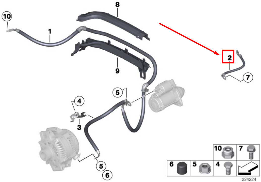 new bmw x3 f25 engine electrical system ground cable 7601799 12427601799