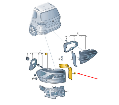 NEW VW TOURAN 5T REAR RIGHT OUTER TAIL LIGHT COVER 5TA945312 ORIGINAL