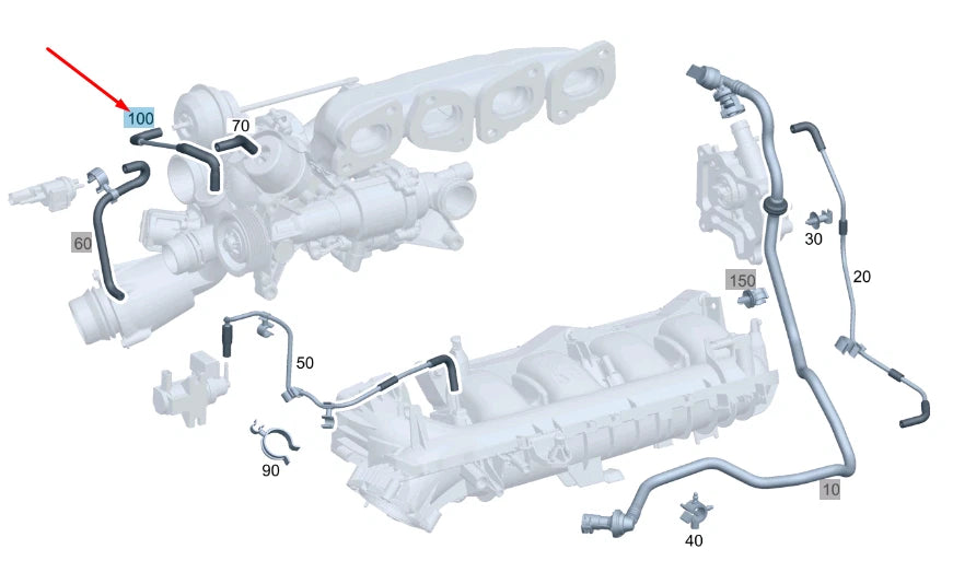 NEW MB C W204 TURBO TO PRESSURE TRANSDUCER VACUUM LINE A2740702732 ORIGINAL