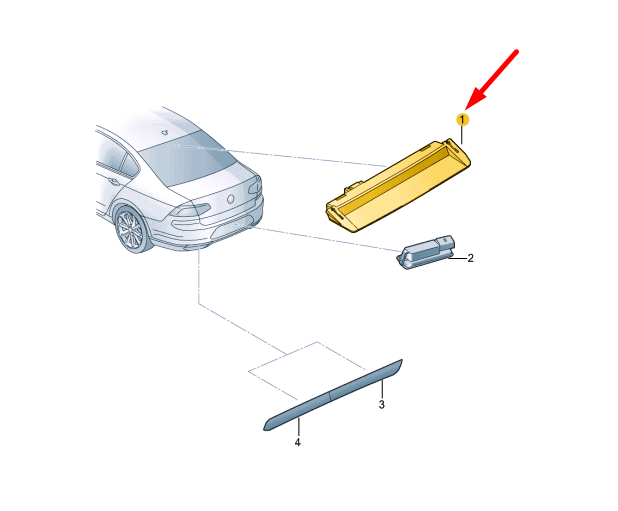 NEW VOLKSWAGEN PASSAT B8 REAR ADDITIONAL BRAKE LAMP 3G5945087A ORIGINAL
