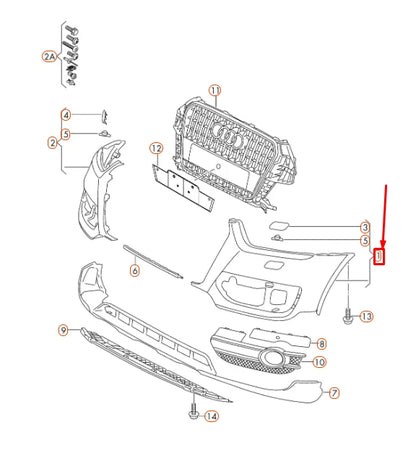 NEW AUDI Q3 8U FRONT BUMPER LEFT COVER 8U0807065JGRU ORIGINAL