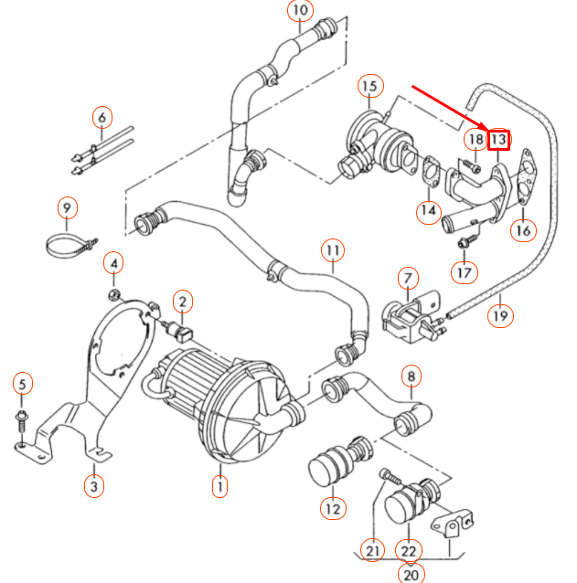 NEW AUDI A3 8P SECONDARY AIR INJECTION PUMP ADAPTER 022131119B ORIGINAL