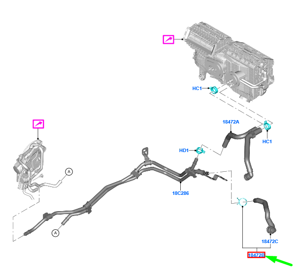 new ford kuga mk3 heater water hose 2460511 lx61-18k579-cmb original