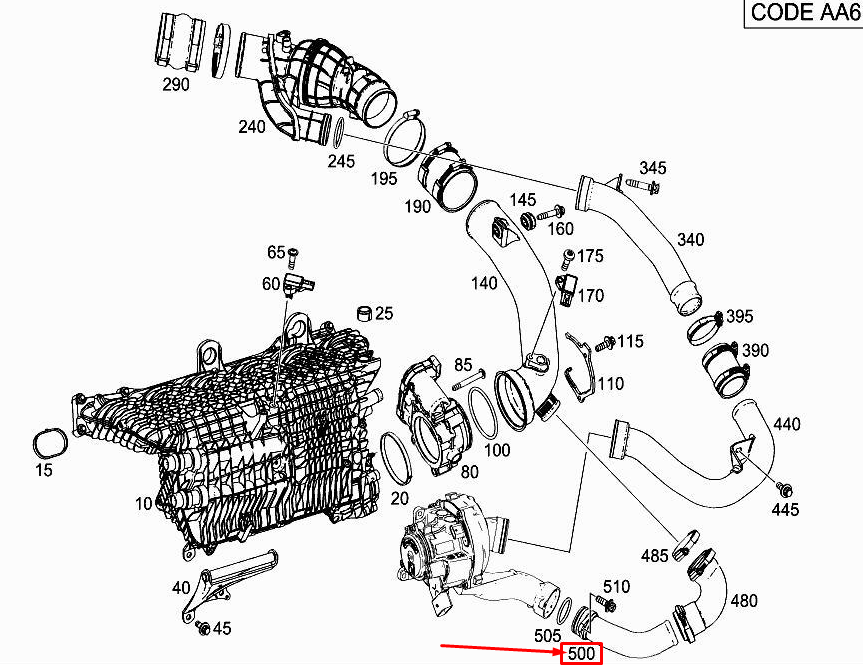 new mercedes-benz cls c257 engine charged air line a2560980507 original
