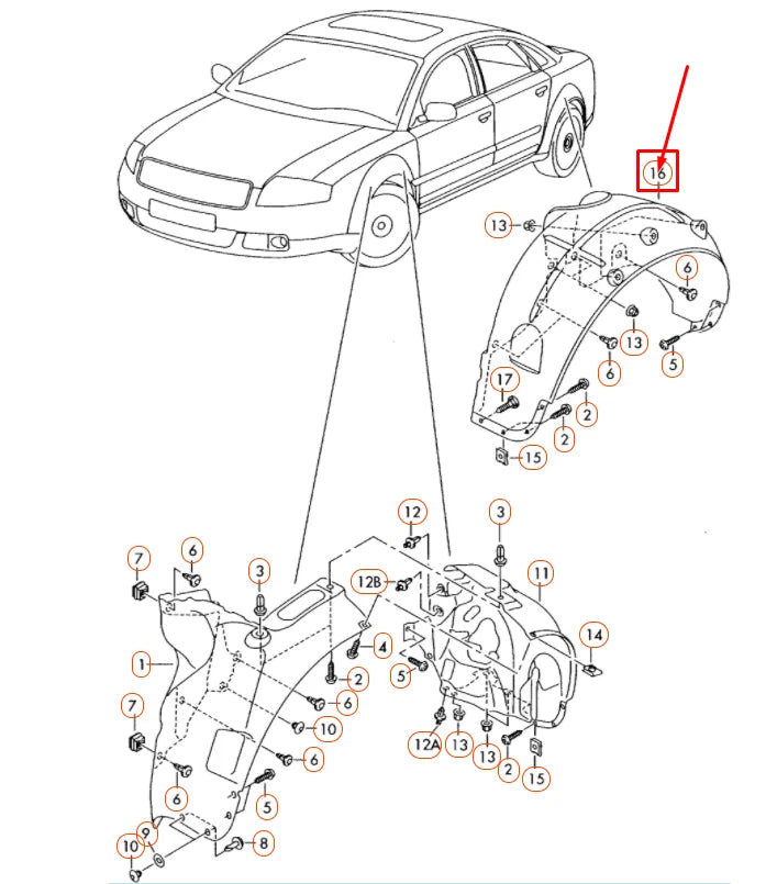 NEW AUDI A8 D3 REAR LEFT WHEEL HOUSING LINER 4E0810171D ORIGINAL