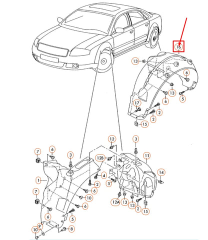 NEW AUDI A8 D3 REAR LEFT WHEEL HOUSING LINER 4E0810171D ORIGINAL