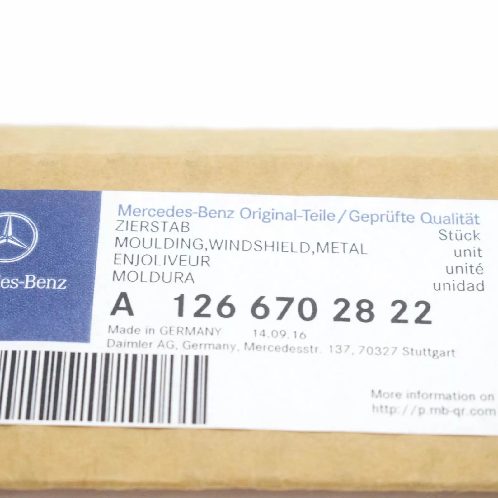 NEW MB S W126 WINDSHIELD RIGHT LATERAL GARNISH MOULDING A1266702822 ORIGINAL