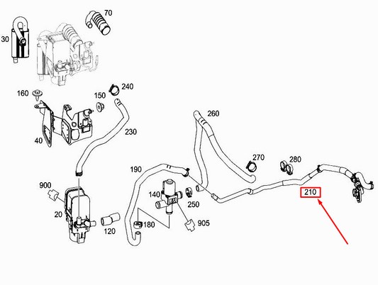 new mercedes-benz e w212 engine heating water hose a2125060360 original
