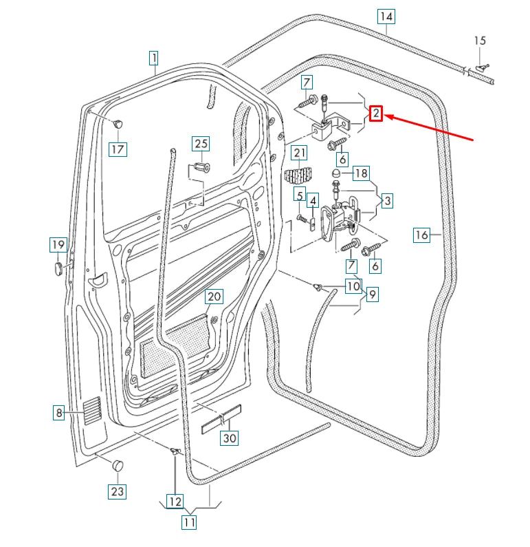 NEW VOLKSWAGEN TRANSPORTER T6 FRONT RIGHT DOOR UPPER HINGE 7E0831402B