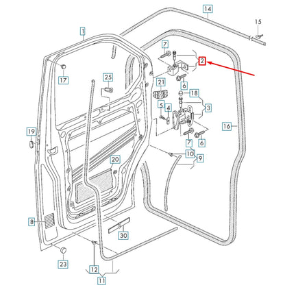 NEW VOLKSWAGEN TRANSPORTER T6 FRONT RIGHT DOOR UPPER HINGE 7E0831402B