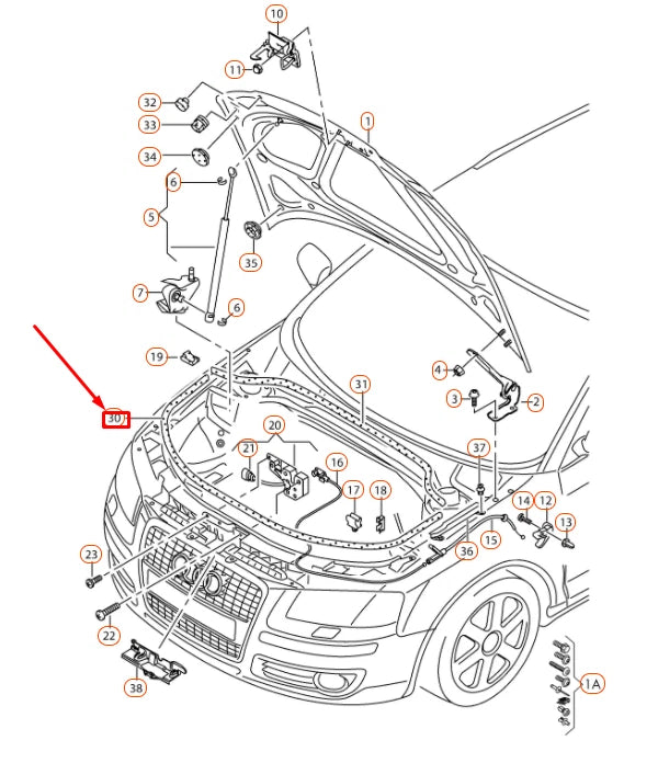 NEW AUDI A3 8P FRONT ENGINE HOOD SEAL 8P0823731B ORIGINAL