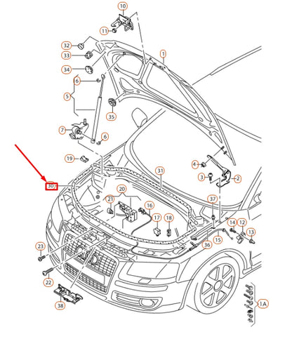 NEW AUDI A3 8P FRONT ENGINE HOOD SEAL 8P0823731B ORIGINAL