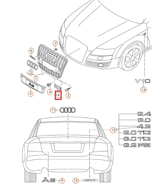 NEW AUDI A6 C6 FRONT BUMPER RADIATOR GRILLE COVER BEZEL 4F0853631B3FZ