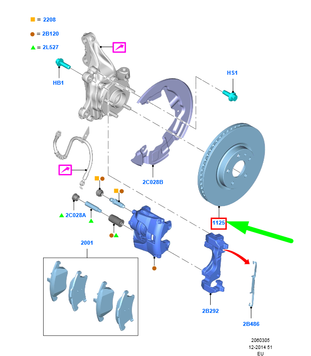 new ford c-max mk2 front brake disc 7m51-1125-bb 1520297 original