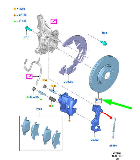 new ford c-max mk2 front brake disc 7m51-1125-bb 1520297 original