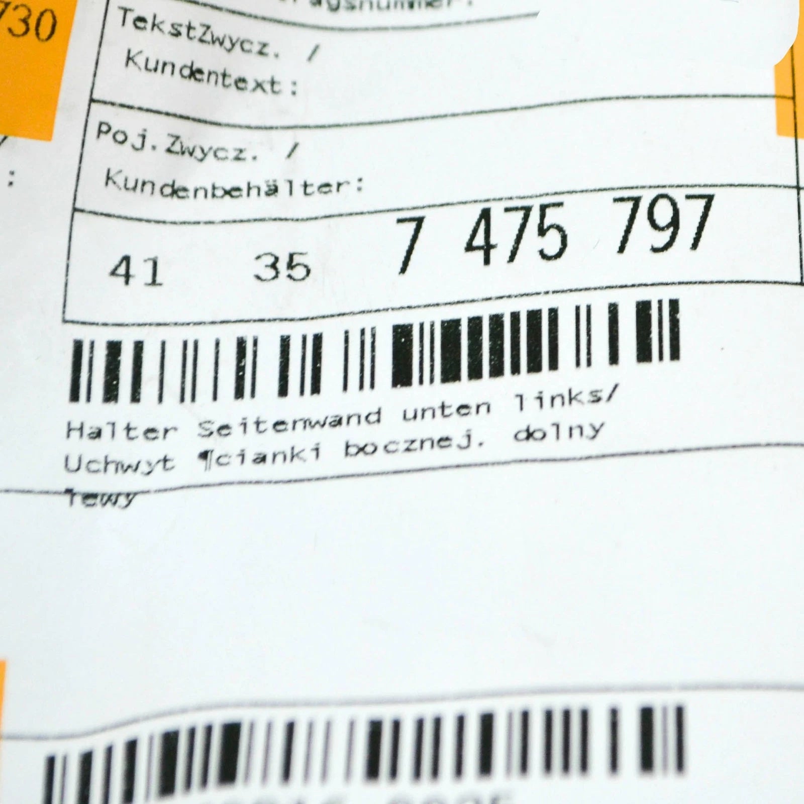 NEW BMW X3 G01 M F97 FRONT LEFT FENDER SIDE HOLDER 41357475797 7475797 ORIGINAL