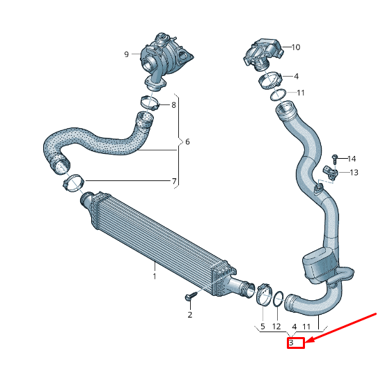 new audi a6 c8 left engine intercooler pressure pipe 4k0145673aj original