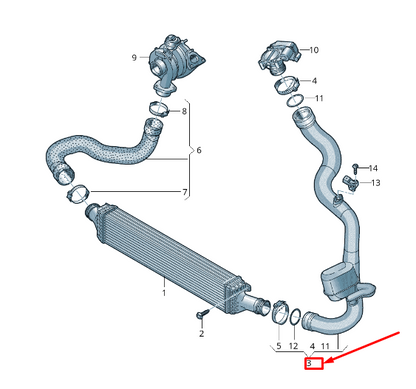 new audi a6 c8 left engine intercooler pressure pipe 4k0145673aj original