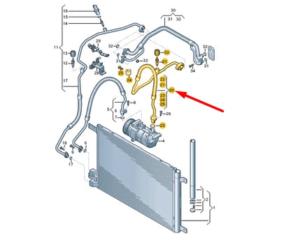 NEW VOLKSWAGEN TIGUAN AD MK2 A/C REFRIGERANT LINE 5QF816743D ORIGINAL