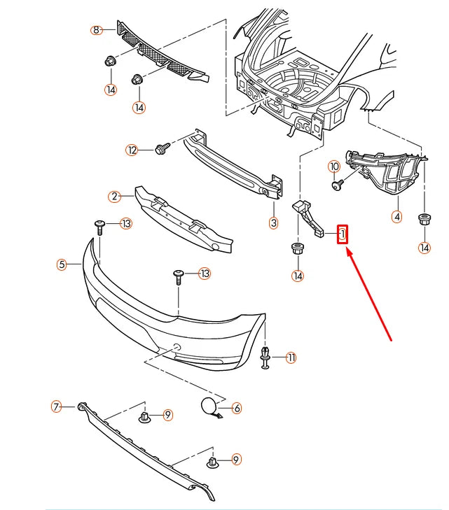 NEW VOLKSWAGEN BEETLE A5 REAR BUMPER LEFT BRACKET 5C5807131