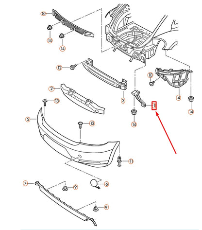 NEW VOLKSWAGEN BEETLE A5 REAR BUMPER LEFT BRACKET 5C5807131