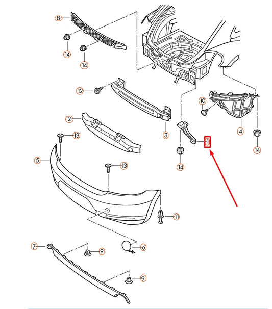 NEW VOLKSWAGEN BEETLE A5 REAR BUMPER LEFT BRACKET 5C5807131