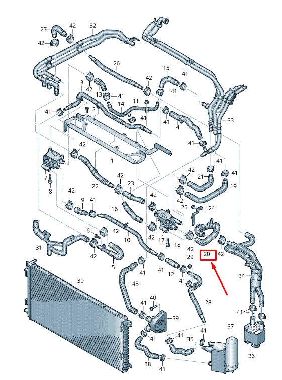 new audi e-tron gen coolant hose with temperature sender 4ke121036b original