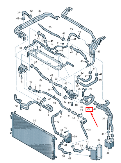 new audi e-tron gen coolant hose with temperature sender 4ke121036b original