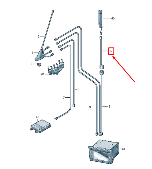 new skoda yeti 5l radio aerial cable 5l0035550 original