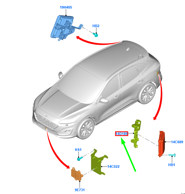 new ford kuga mk3 rear right blind spot sensor bracket 2510227 original