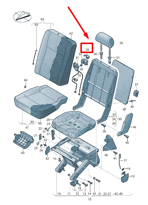 NEW VOLKSWAGEN TRANSPORTER V T5 RIGHT SEAT BENCH KNOB 7H088325430T ORIGINAL