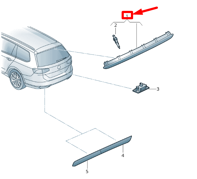 NEW VW PASSAT VARIANT B8 3G5 REAR BRAKE STOP LAMP 3G9945087E ORIGINAL