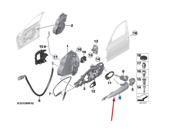 NEW BMW 3 F30 FRONT LEFT DOOR EXTERIOR HANDLE LHD 51217332565 ORIGINAL