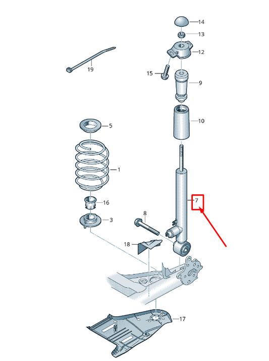 new skoda octavia 5e mk3 rear gas shock absorber 5q0513049hh original