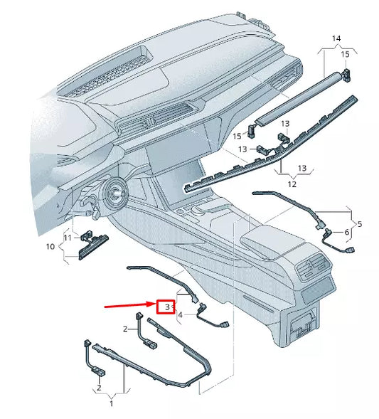 NEW AUDI E-TRON GEN LEFT SIDE CENTER CONSOLE LIGHT FIBRE 4KE947093A