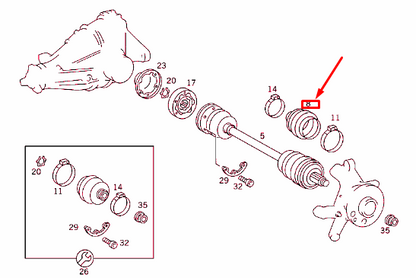 NEW MERCEDES-BENZ E W124 REAR AXLE SHAFT OUTSIDE BOOT A2013570091 ORIGINAL