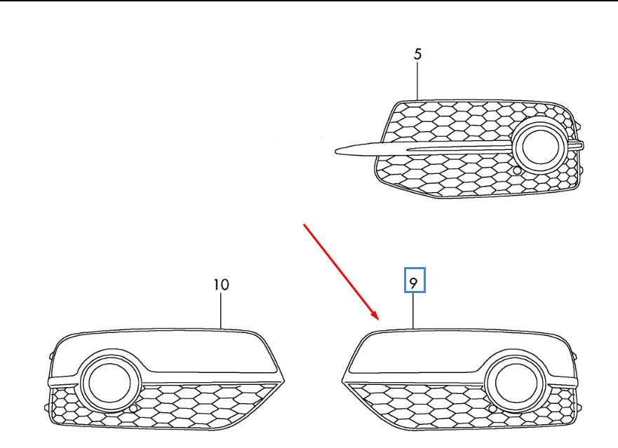 NEW AUDI Q3 8U FRONT BUMPER LEFT FOG LIGHT GRILLE  8U0807681ESP9 ORIGINAL