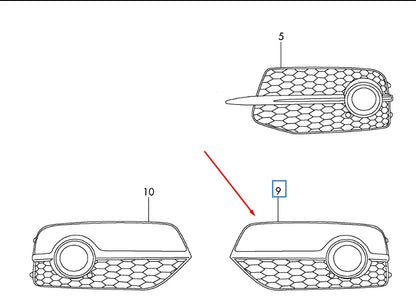 NEW AUDI Q3 8U FRONT BUMPER LEFT FOG LIGHT GRILLE  8U0807681ESP9 ORIGINAL