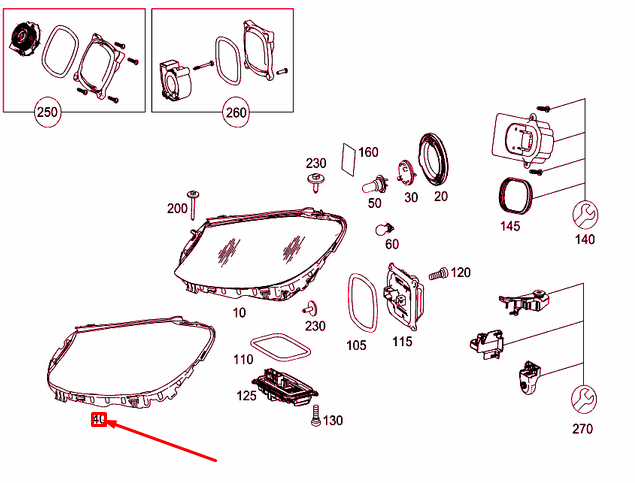 new mercedes-benz c w205 left headlight lamp housing gasket a2058260191 original