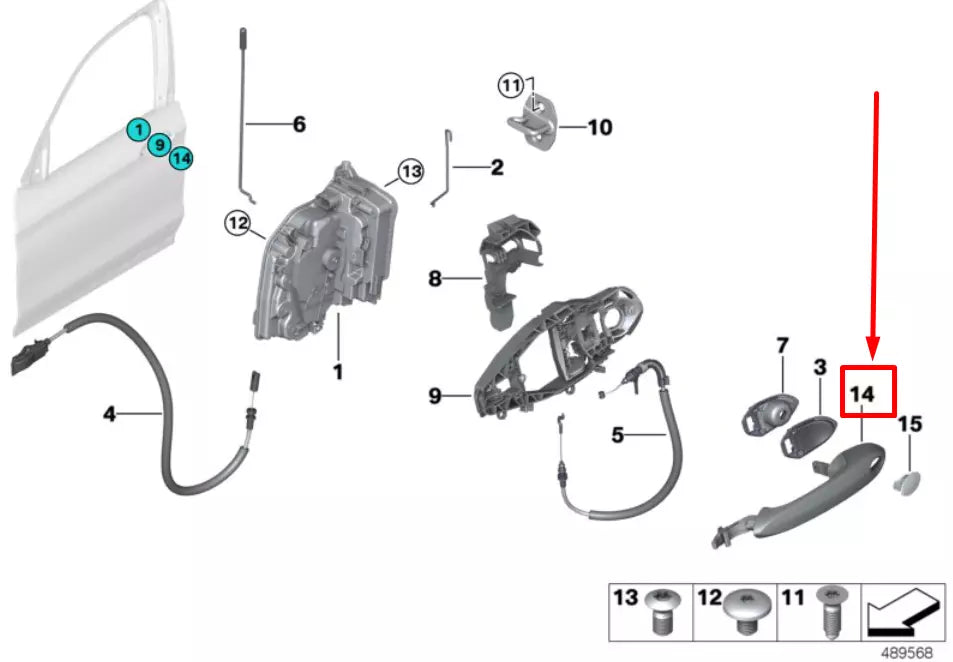 NEW BMW X3 G01 FRONT LEFT DOOR EXTERIOR HANDLE 9491459 51219491459 ORIGINAL