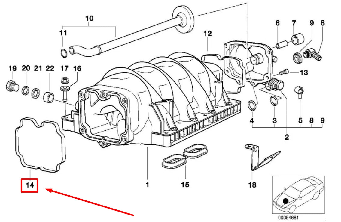 NEW BMW 7 E38 INTAKE ENGINE MANIFOLD COVER GASKET 1729727 11611729727 ORIGINAL