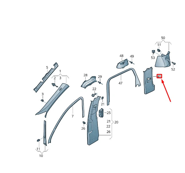 NEW VW TOUAREG 7P MK2 RIGHT SIDE UPPER C-PILLAR TRIM 7P6867242GBR2 ORIGINAL