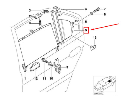 NEW BMW 7 E38 REAR LEFT DOOR WINDOW SUN SHADE 51168225581 8225581 ORIGINAL