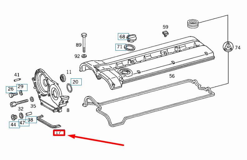 NEW MERCEDES-BENZ E W210 COVER TO TIMING CASE GASKET A1040150220 ORIGINAL