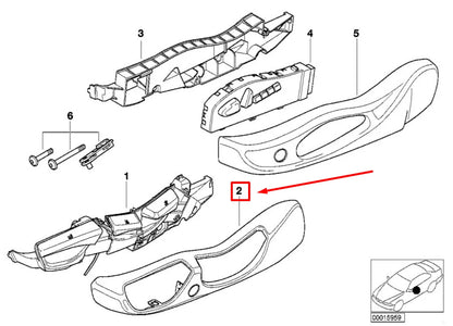 NEW BMW 3 E46 FRONT LEFT SEAT OUTER COVERING 52108240059 8240059 ORIGINAL