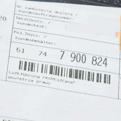 NEW BMW M3 E90 FRONT RIGHT AIR DUCT 51747900824 2009 ORIGINAL