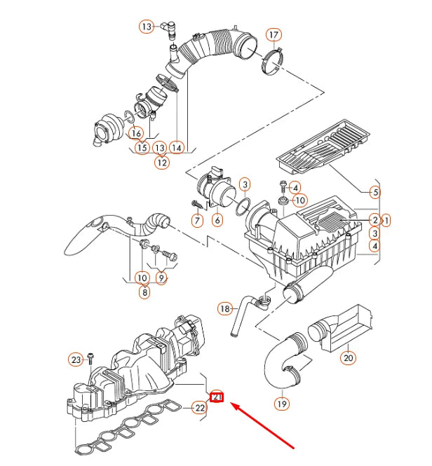 NEW AUDI A3 8P INTAKE CONNECTION 03L129711E ORIGINAL