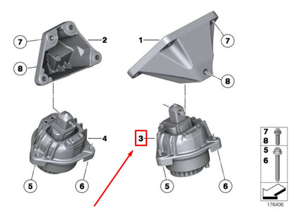 NEW BMW 5 F10 LEFT ENGINE MOUNT 22116775905 6775905 ORIGINAL