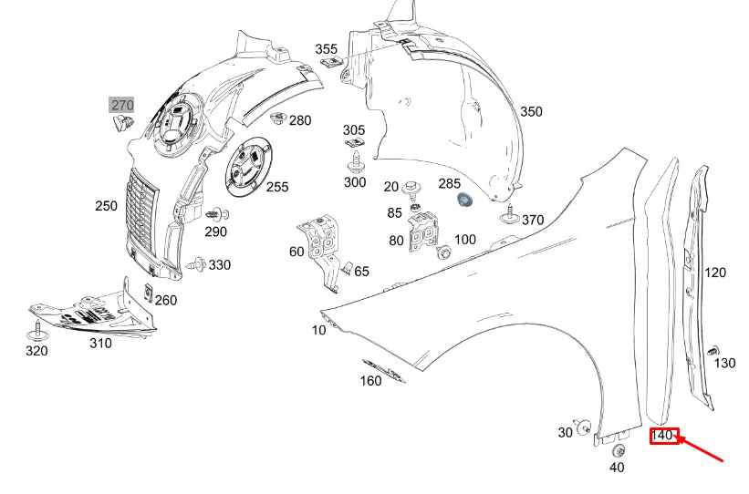 NEW MERCEDES-BENZ CLA C118 FRONT LEFT FENDER ABSORBER A1188854300 ORIGINAL