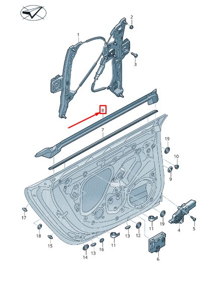 new audi a7 sportback 4k rear right inner window slot seal 4k8839480b original